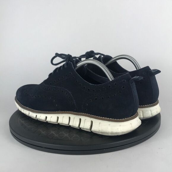 Cole Haan ZeroGrand Wingtip Oxford Blue Suede Dress Shoes C24527 Men’s Size 9 - Picture 7 of 12